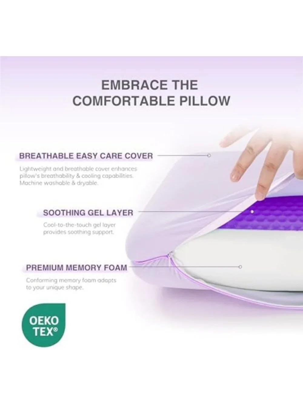 Cooling Gel Memory Foam Pillow - Reversible Design, Neck Support, Comfort Sleep